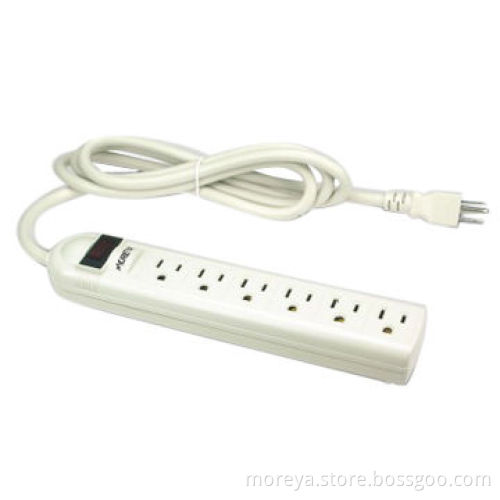 American standard power strip with 6 socket outlets, PC+ABS casing, extension cord